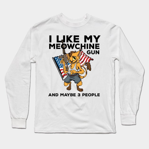 2nd Amendment Patriotic Gun Owner Cat American Flag Rifle Long Sleeve T-Shirt by TellingTales